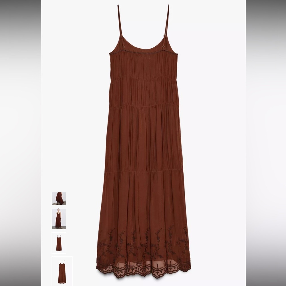 Zara Large ZW Collection Embroidered‎ Dress Boho Whimsical Garden Floral Fairy - Picture 3 of 12